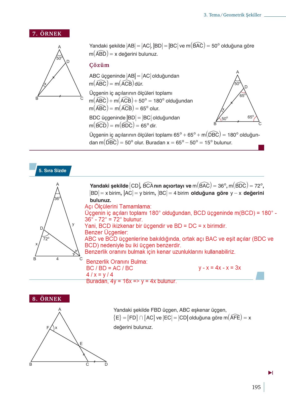 9. Sınıf Meb Yayınları Matematik Ders Kitabı 1. Kitap Sayfa 195 Cevapları