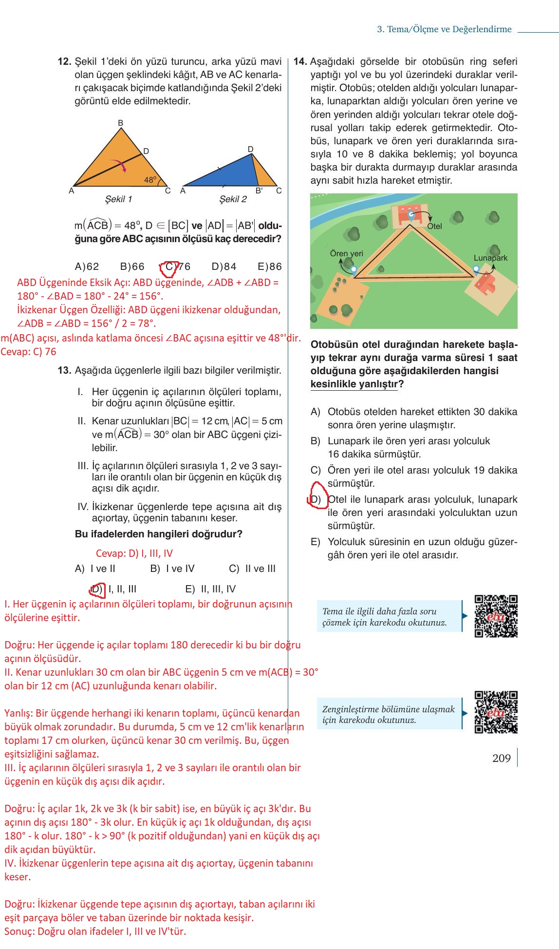 9. Sınıf Meb Yayınları Matematik Ders Kitabı 1. Kitap Sayfa 209 Cevapları