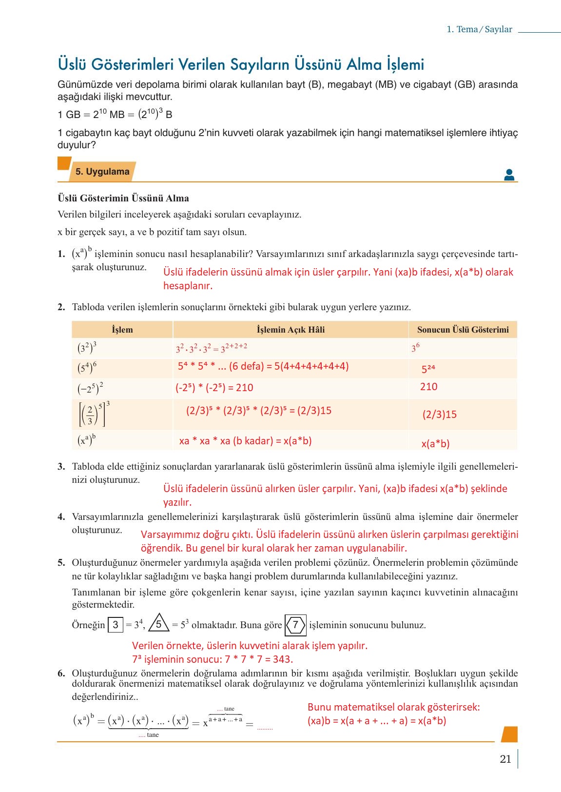 9. Sınıf Meb Yayınları Matematik Ders Kitabı 1. Kitap Sayfa 21 Cevapları
