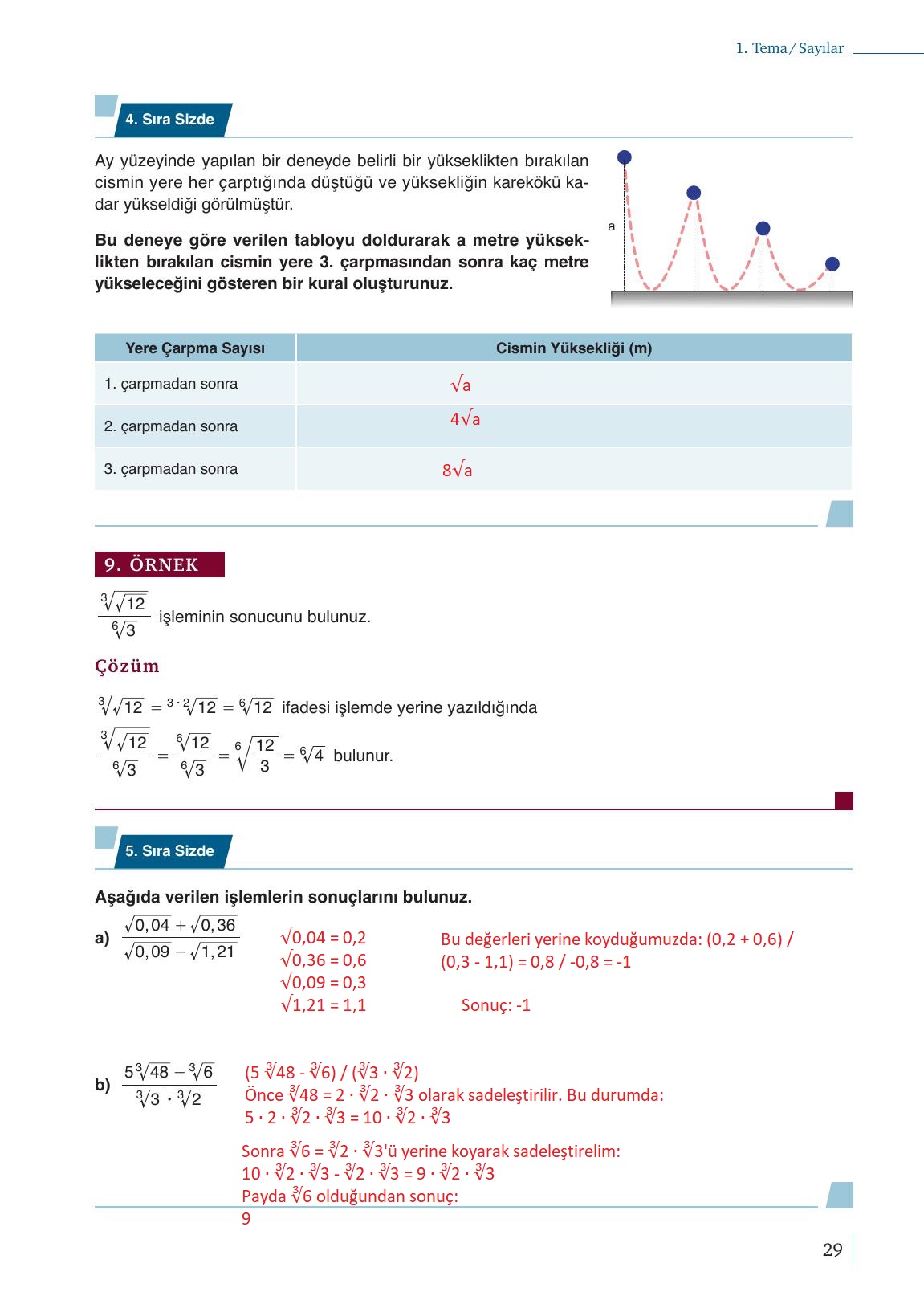 9. Sınıf Meb Yayınları Matematik Ders Kitabı 1. Kitap Sayfa 29 Cevapları