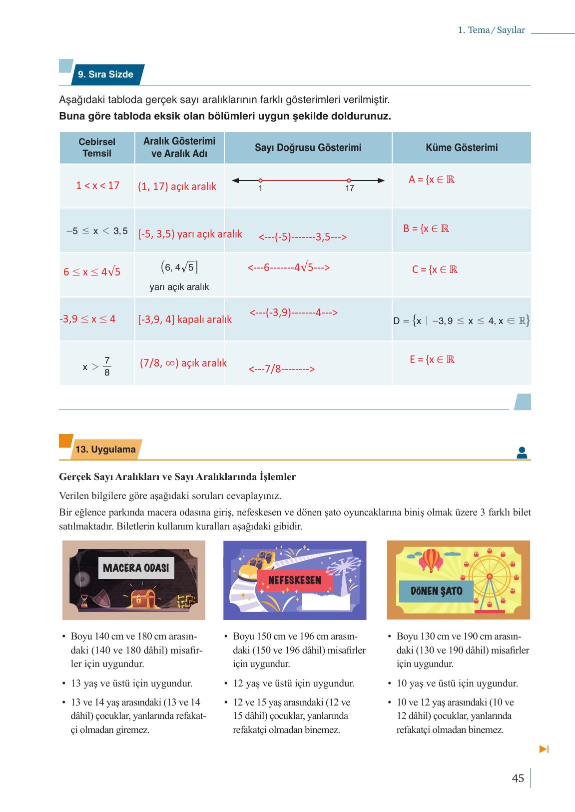 9. Sınıf Meb Yayınları Matematik Ders Kitabı 1. Kitap Sayfa 45 Cevapları
