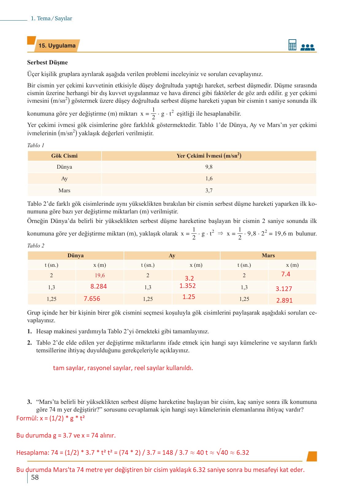 9. Sınıf Meb Yayınları Matematik Ders Kitabı 1. Kitap Sayfa 58 Cevapları