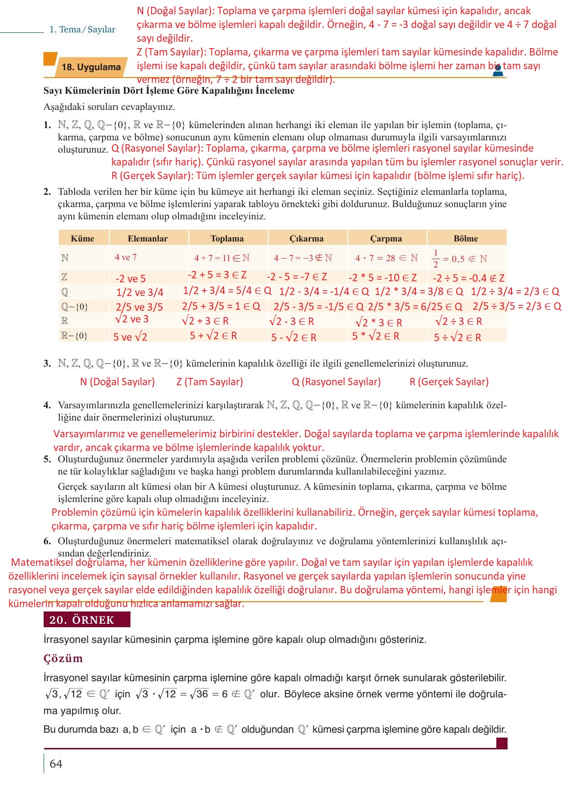 9. Sınıf Meb Yayınları Matematik Ders Kitabı 1. Kitap Sayfa 64 Cevapları 9. Sınıf Meb Yayınları Matematik Ders Kitabı 1. Kitap Sayfa 64 Cevapları