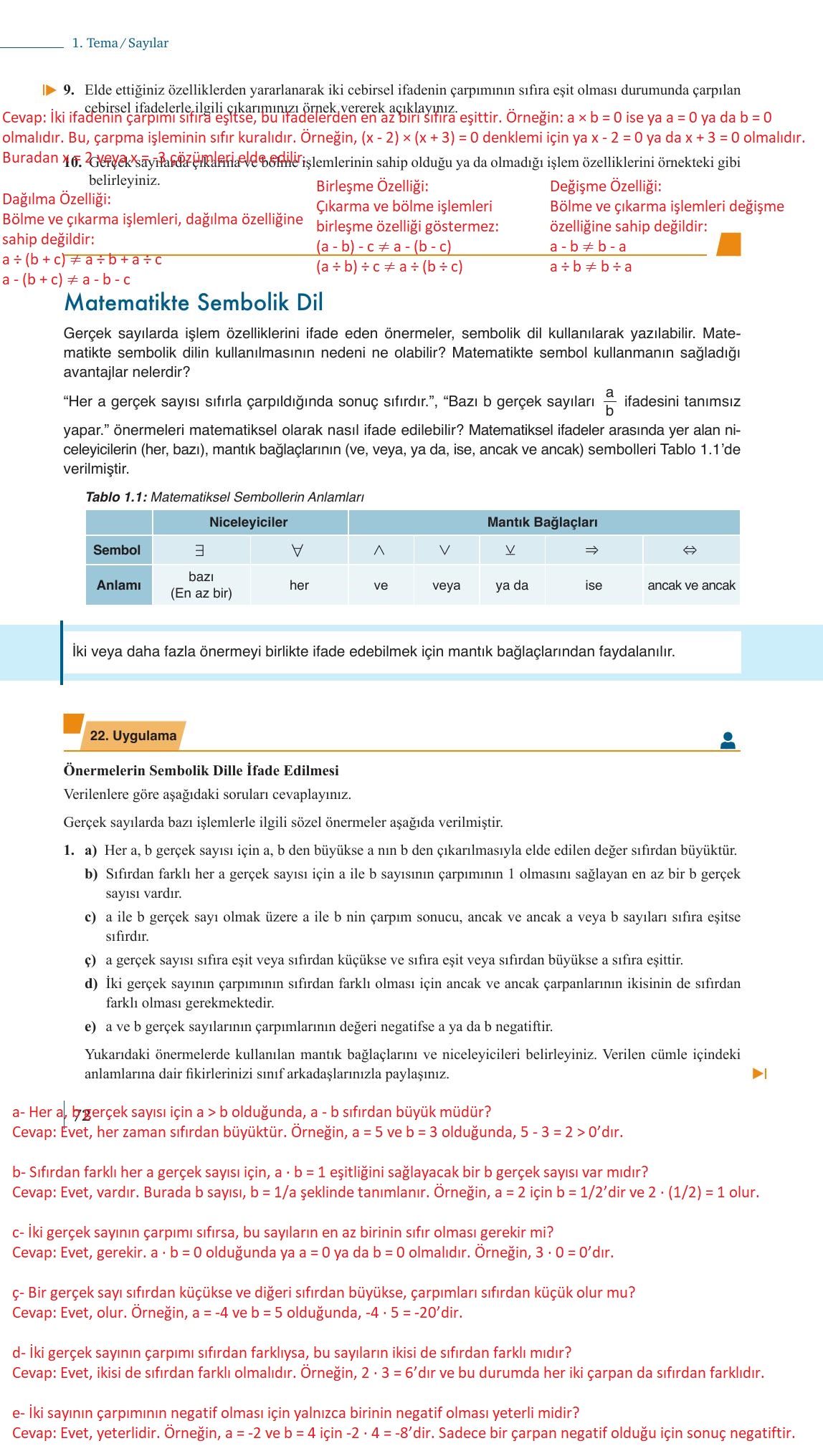9. Sınıf Meb Yayınları Matematik Ders Kitabı 1. Kitap Sayfa 72 Cevapları 9. Sınıf Meb Yayınları Matematik Ders Kitabı 1. Kitap Sayfa 72 Cevapları