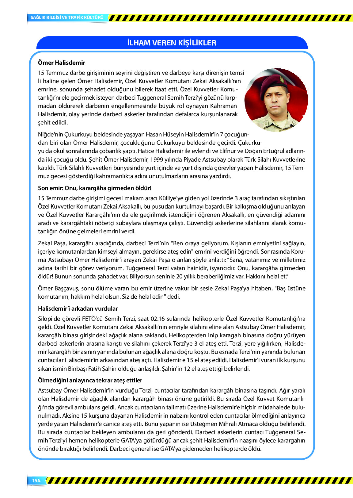 9. Sınıf Meb Yayınları Sağlık Bilgisi Ve Trafik Kültürü Ders Kitabı Sayfa 154 Cevapları