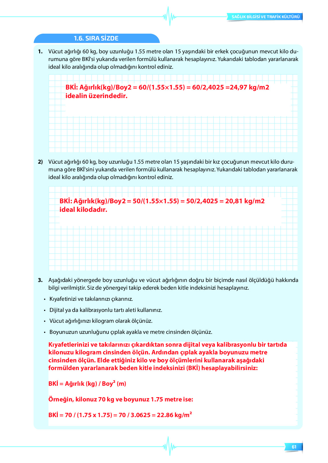 9. Sınıf Meb Yayınları Sağlık Bilgisi Ve Trafik Kültürü Ders Kitabı Sayfa 61 Cevapları