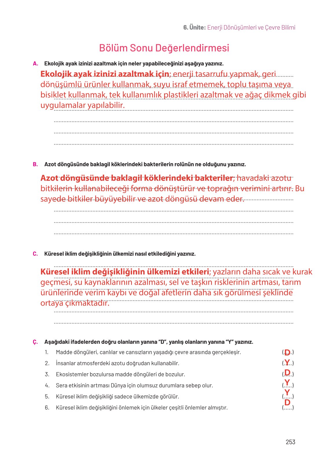 8. Sınıf Hecce Yayıncılık Fen Bilimleri Ders Kitabı Sayfa 253 Cevapları 8. Sınıf Hecce Yayıncılık Fen Bilimleri Ders Kitabı Sayfa 253 Cevapları