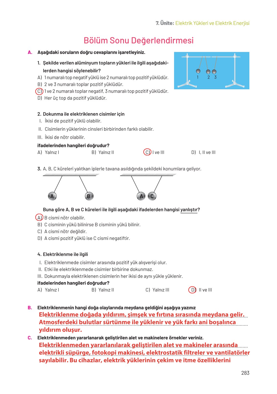 8. Sınıf Hecce Yayıncılık Fen Bilimleri Ders Kitabı Sayfa 283 Cevapları