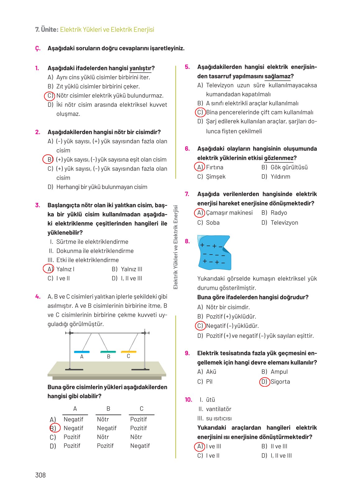 8. Sınıf Hecce Yayıncılık Fen Bilimleri Ders Kitabı Sayfa 308 Cevapları