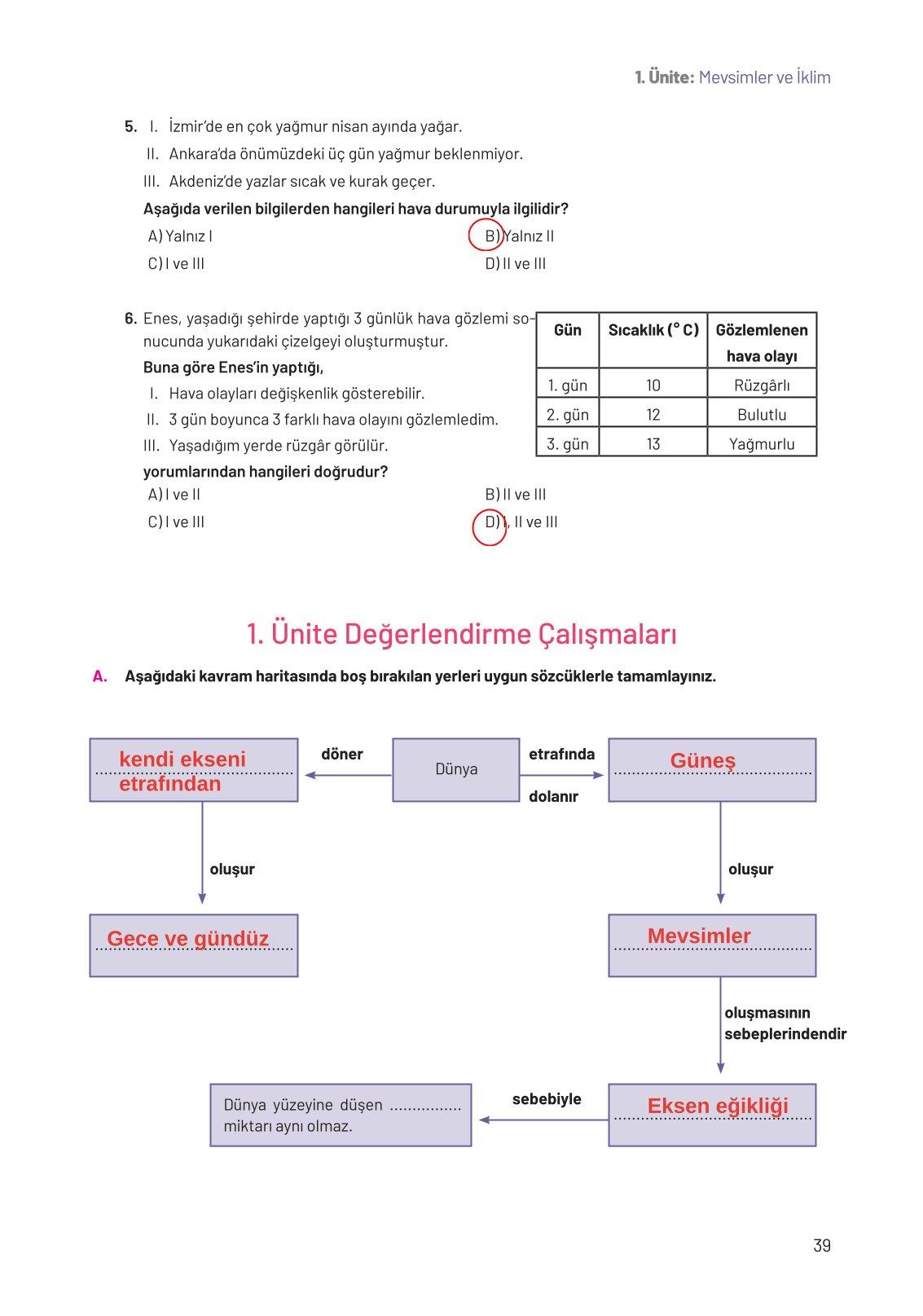 8. Sınıf Hecce Yayıncılık Fen Bilimleri Ders Kitabı Sayfa 39 Cevapları