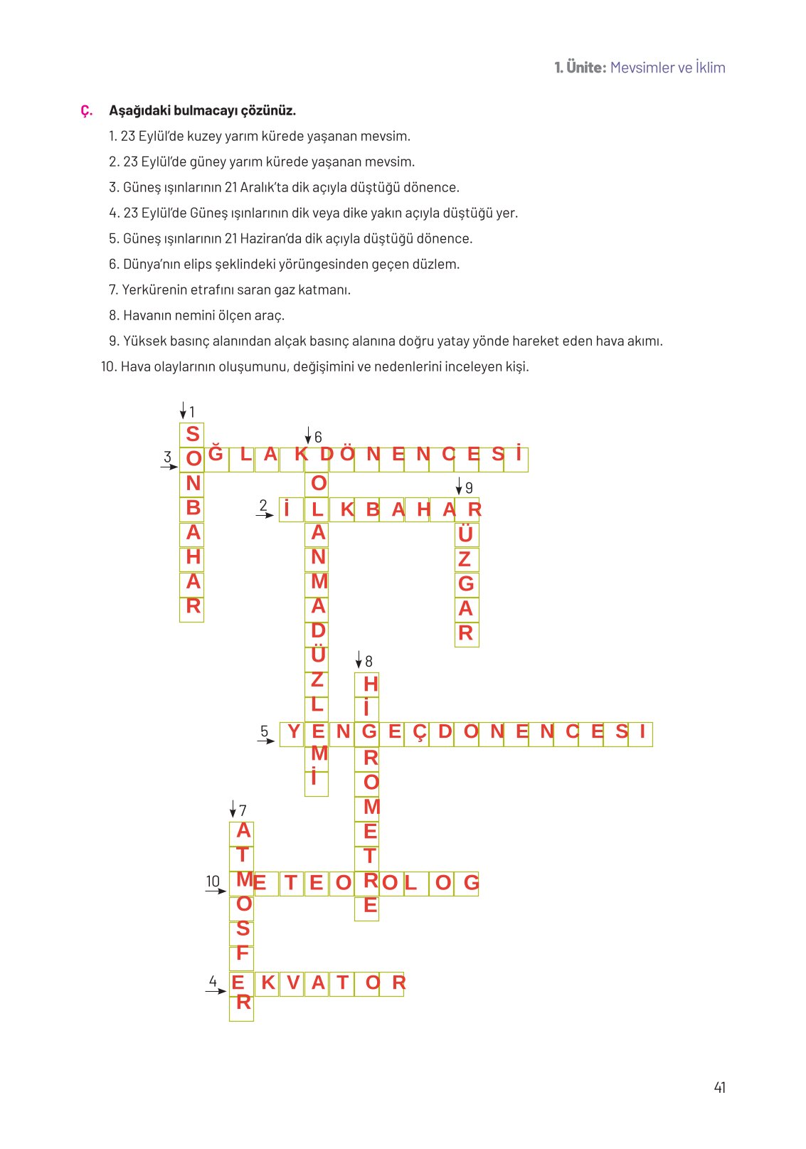 8. Sınıf Hecce Yayıncılık Fen Bilimleri Ders Kitabı Sayfa 41 Cevapları