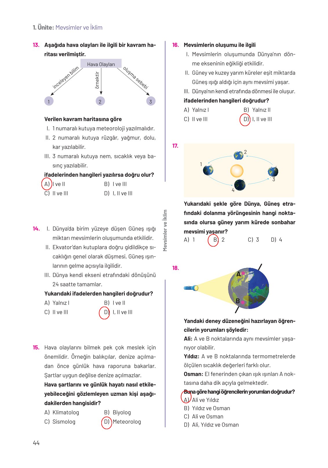 8. Sınıf Hecce Yayıncılık Fen Bilimleri Ders Kitabı Sayfa 44 Cevapları