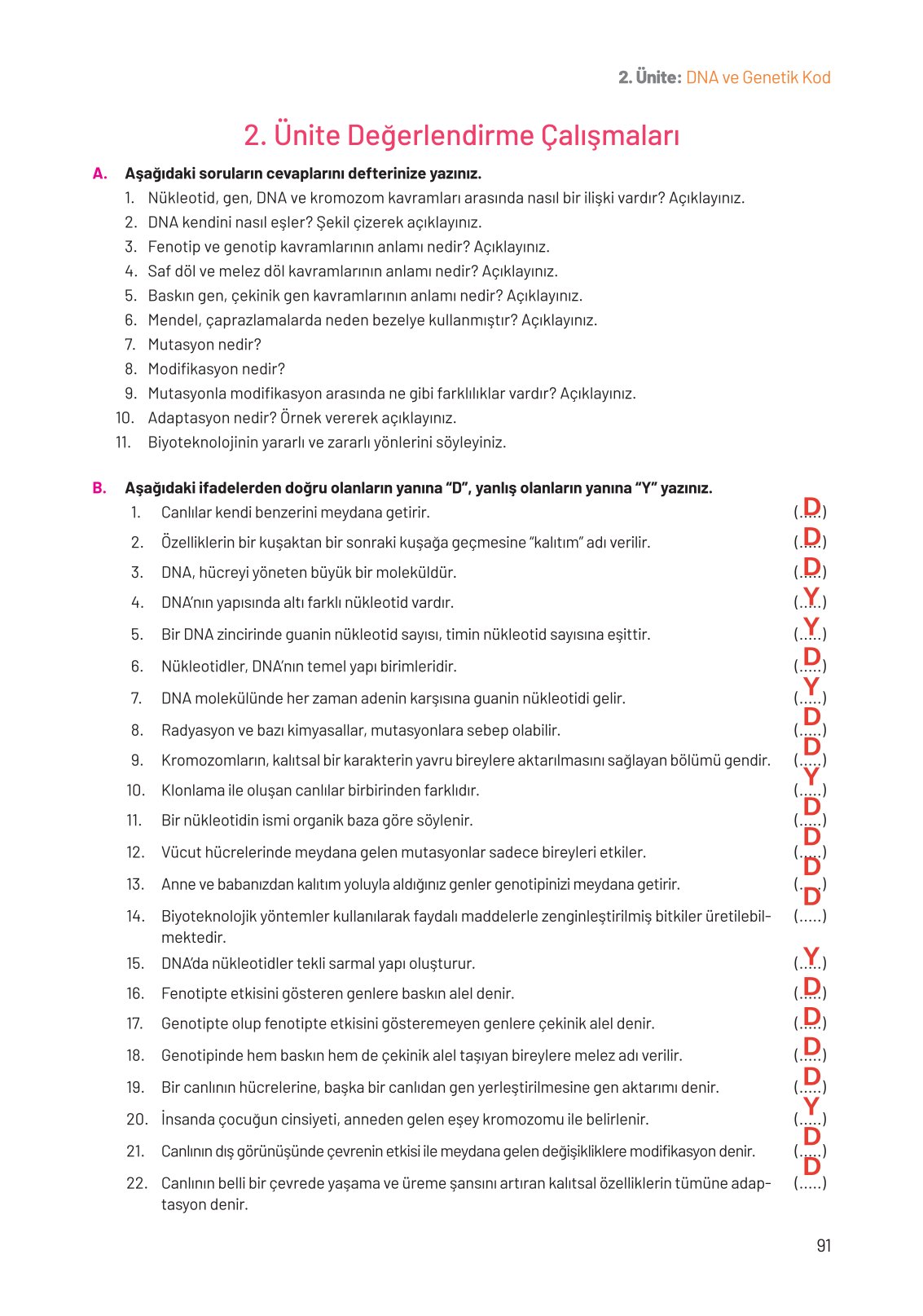 8. Sınıf Hecce Yayıncılık Fen Bilimleri Ders Kitabı Sayfa 91 Cevapları