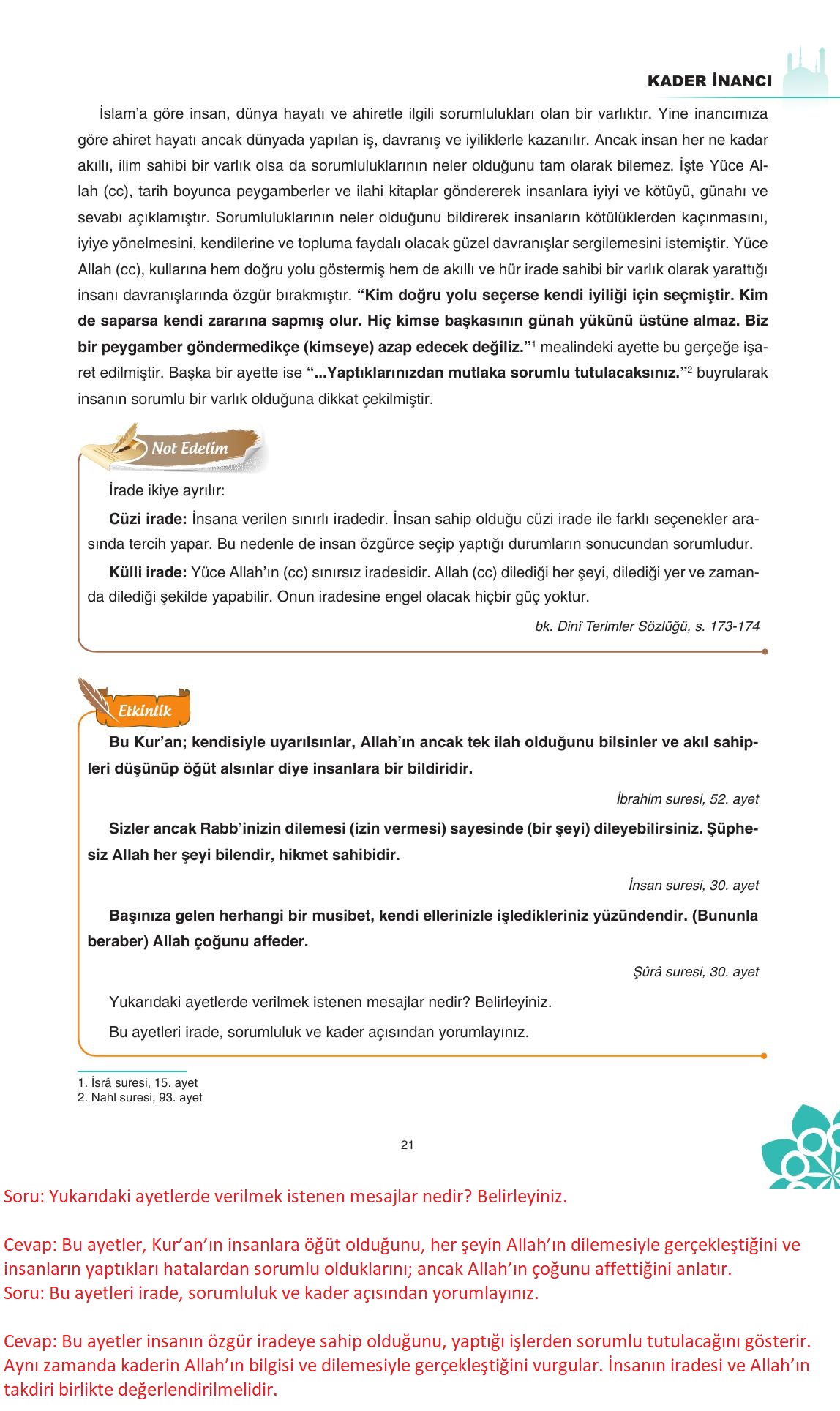 8. Sınıf Sdr İpekyolu Yayıncılık Din Kültürü Ve Ahlak Bilgisi Ders Kitabı Sayfa 22 Cevapları