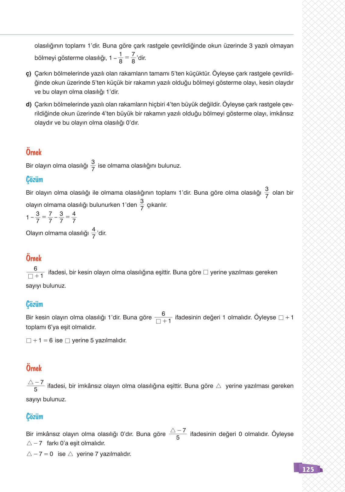 8. Sınıf Sonuç Yayınları Matematik Ders Kitabı Sayfa 125 Cevapları 8. Sınıf Sonuç Yayınları Matematik Ders Kitabı Sayfa 125 Cevapları