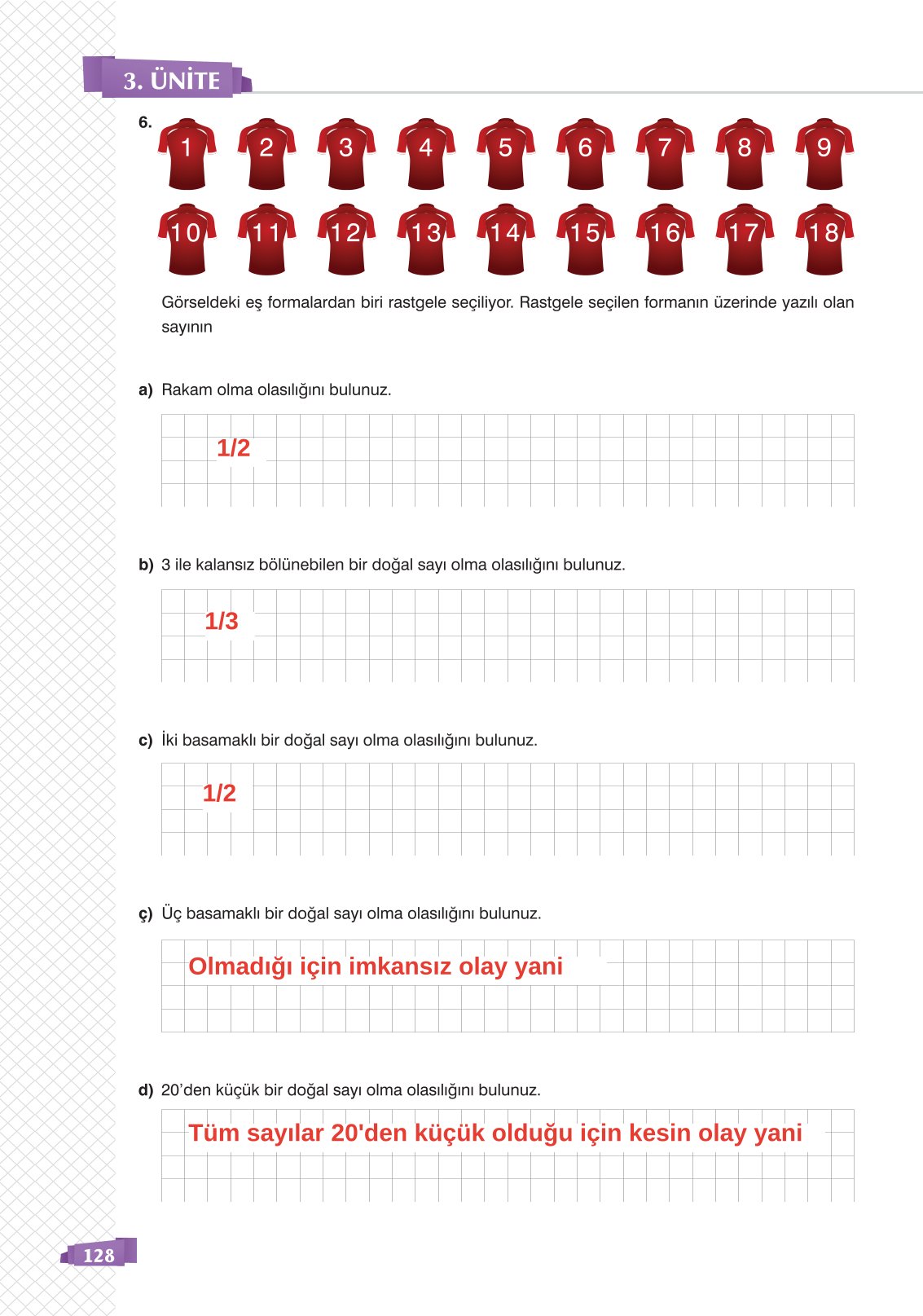 8. Sınıf Sonuç Yayınları Matematik Ders Kitabı Sayfa 128 Cevapları