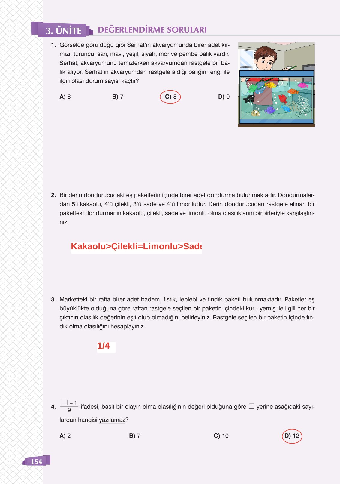 8. Sınıf Sonuç Yayınları Matematik Ders Kitabı Sayfa 154 Cevapları 8. Sınıf Sonuç Yayınları Matematik Ders Kitabı Sayfa 154 Cevapları