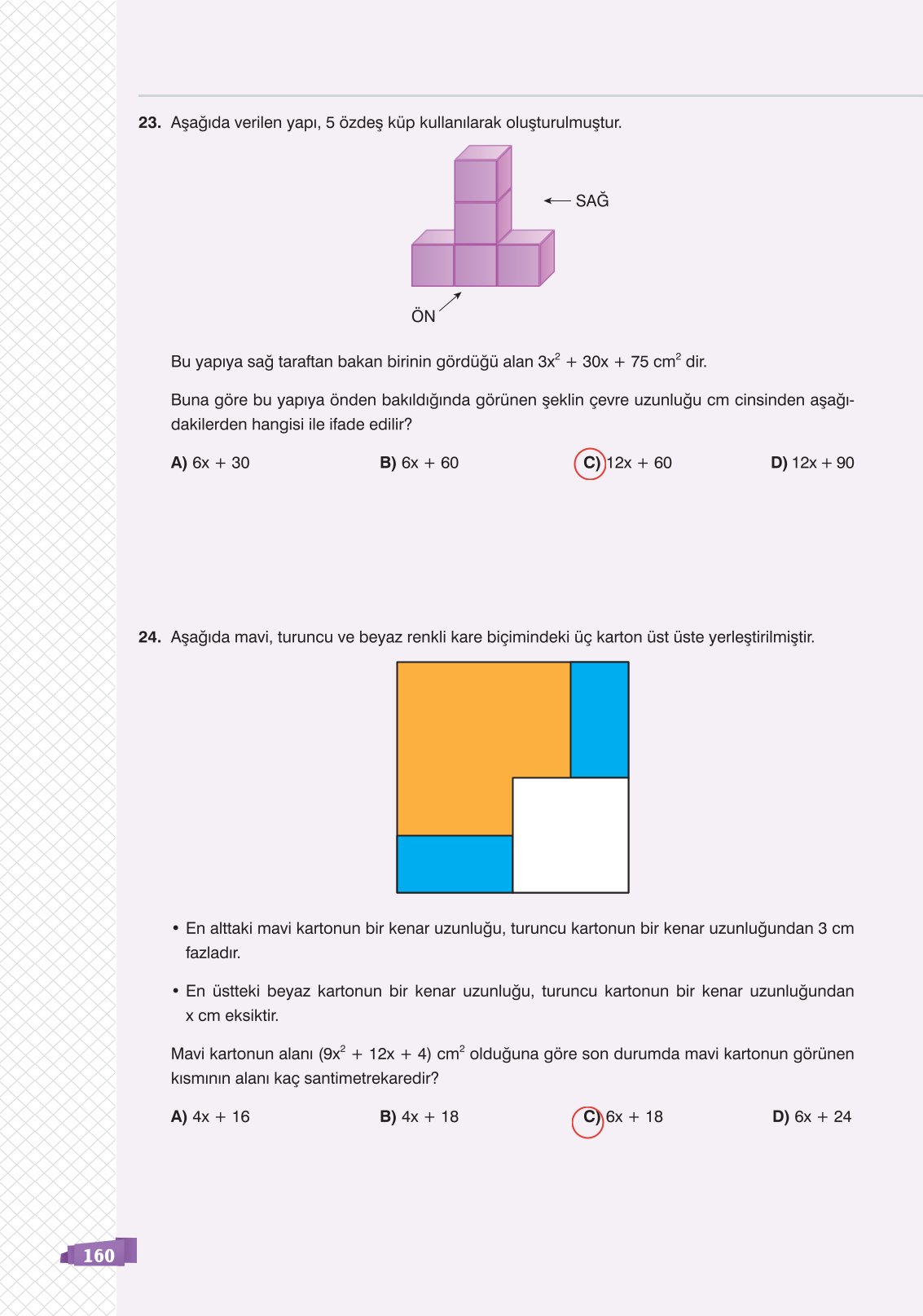 8. Sınıf Sonuç Yayınları Matematik Ders Kitabı Sayfa 160 Cevapları