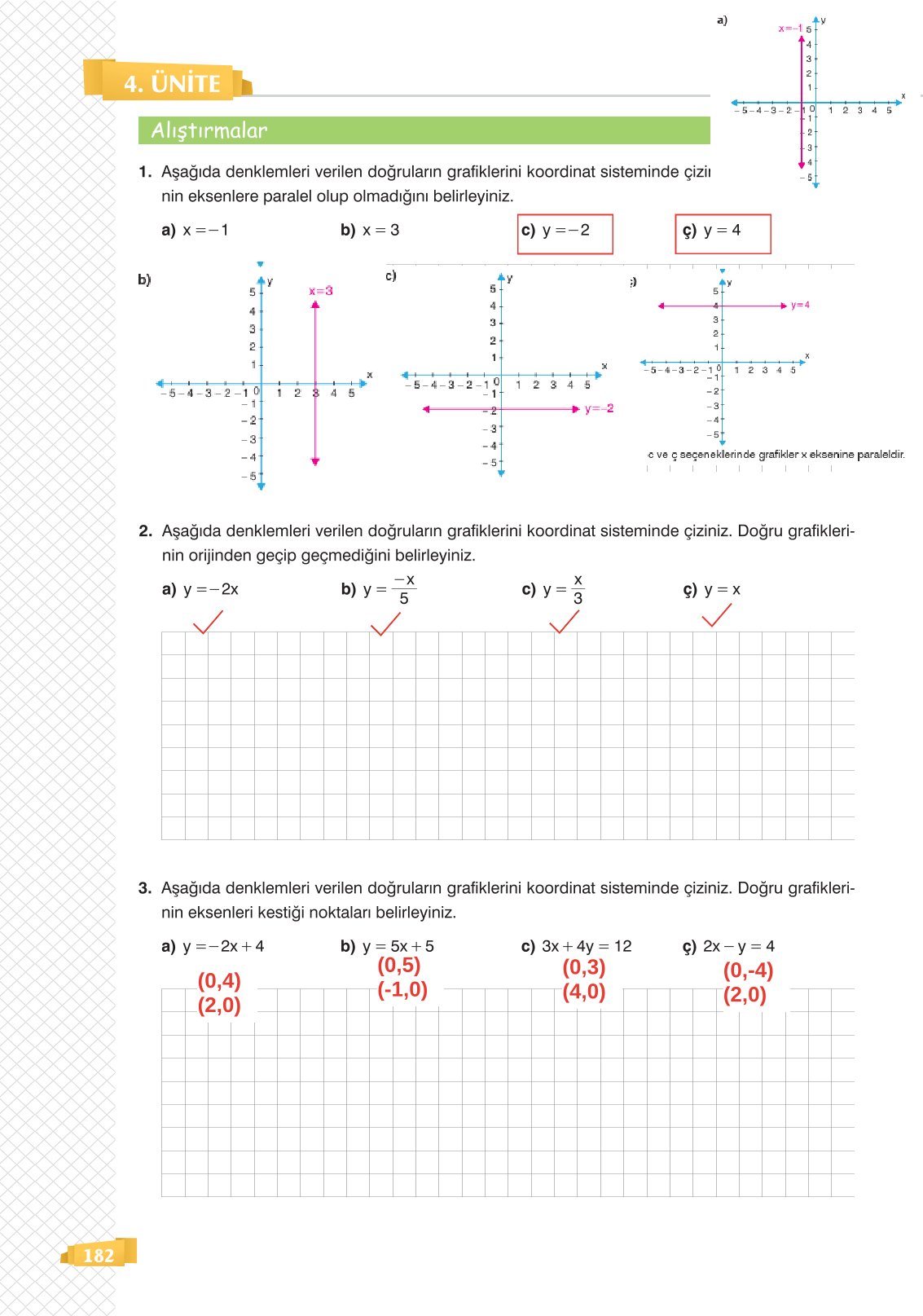 8. Sınıf Sonuç Yayınları Matematik Ders Kitabı Sayfa 182 Cevapları