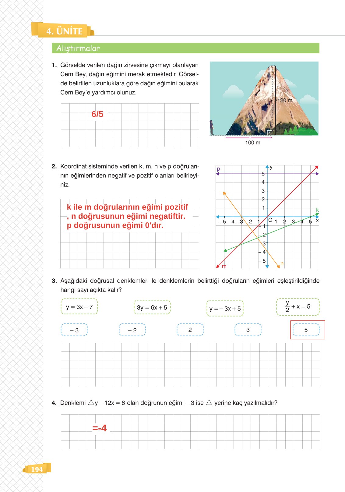 8. Sınıf Sonuç Yayınları Matematik Ders Kitabı Sayfa 194 Cevapları