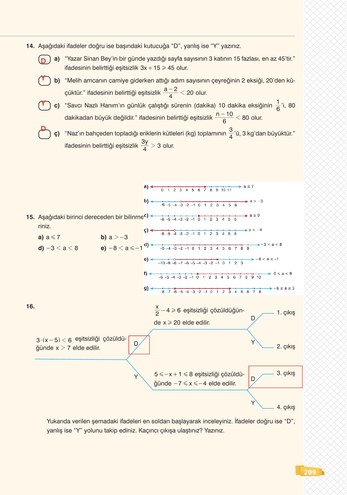 8. Sınıf Sonuç Yayınları Matematik Ders Kitabı Sayfa 209 Cevapları