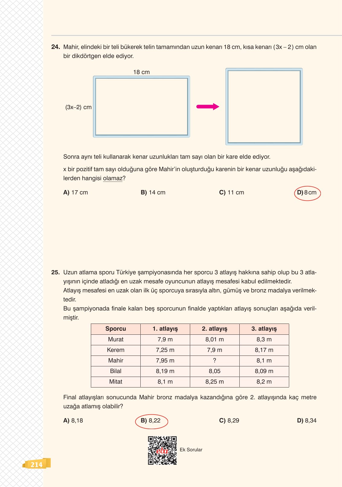 8. Sınıf Sonuç Yayınları Matematik Ders Kitabı Sayfa 214 Cevapları 8. Sınıf Sonuç Yayınları Matematik Ders Kitabı Sayfa 214 Cevapları