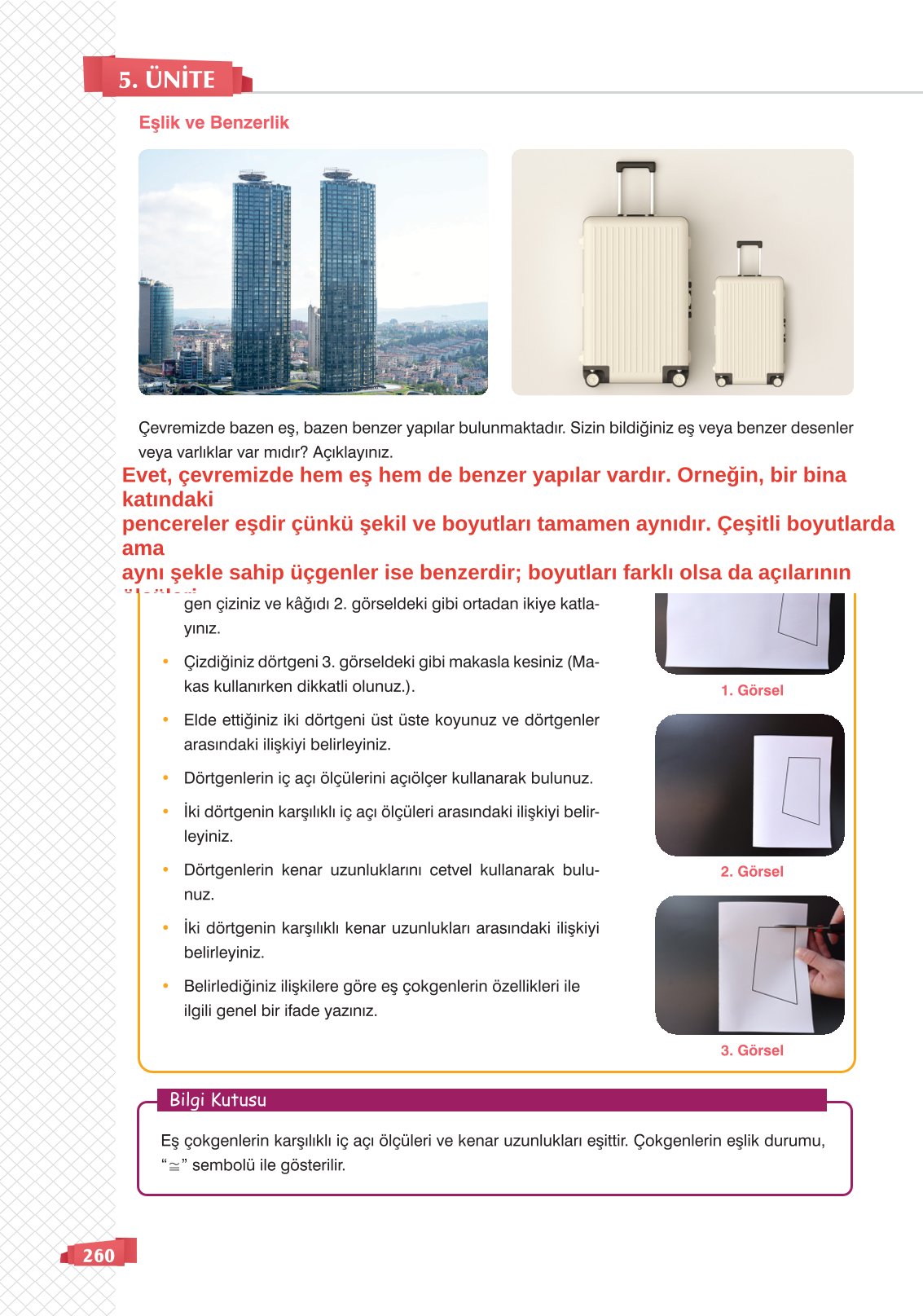 8. Sınıf Sonuç Yayınları Matematik Ders Kitabı Sayfa 260 Cevapları