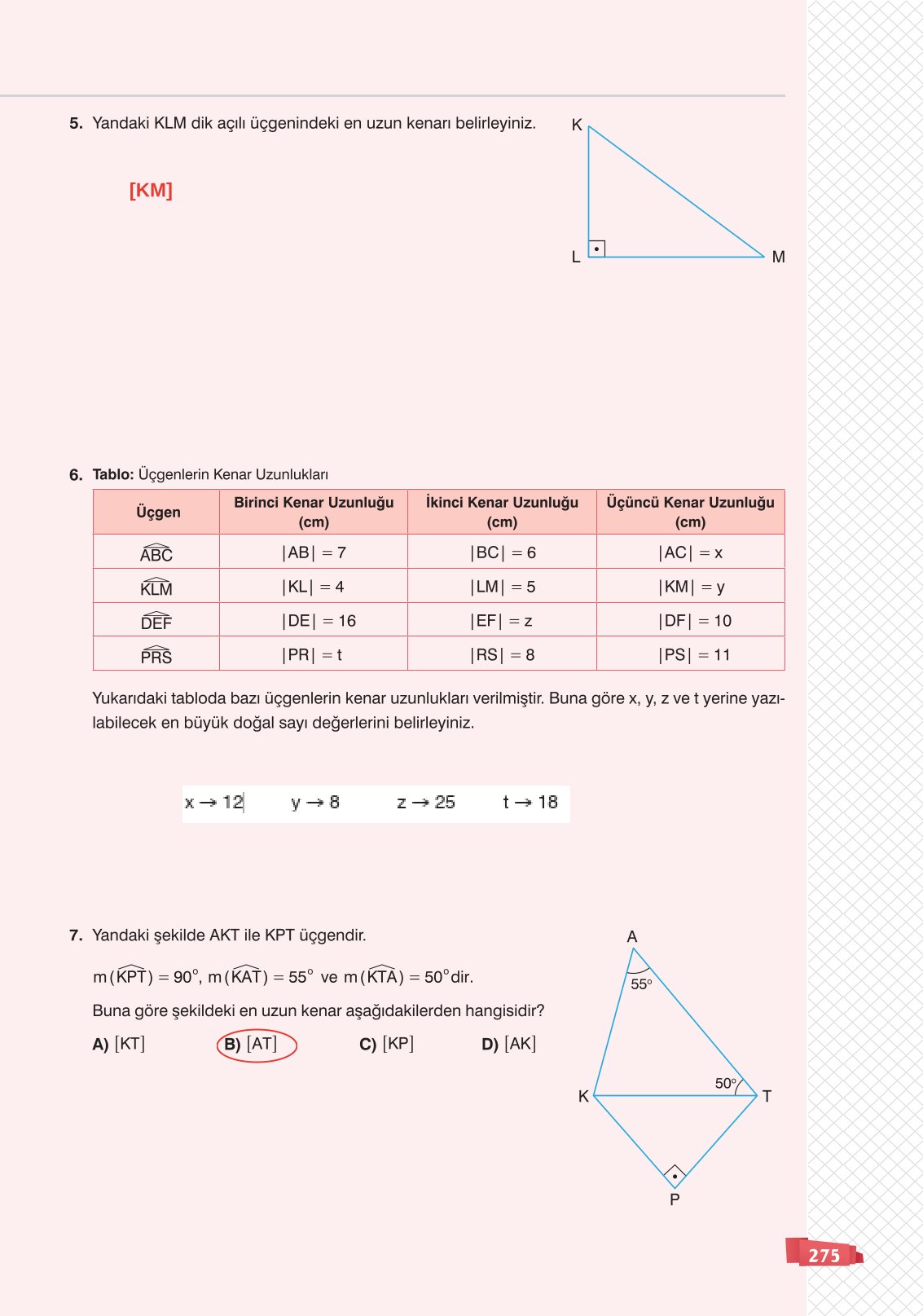 8. Sınıf Sonuç Yayınları Matematik Ders Kitabı Sayfa 275 Cevapları