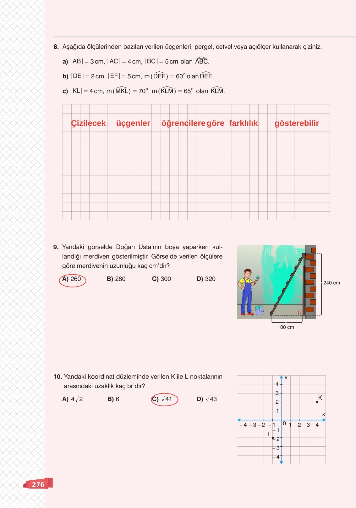 8. Sınıf Sonuç Yayınları Matematik Ders Kitabı Sayfa 276 Cevapları