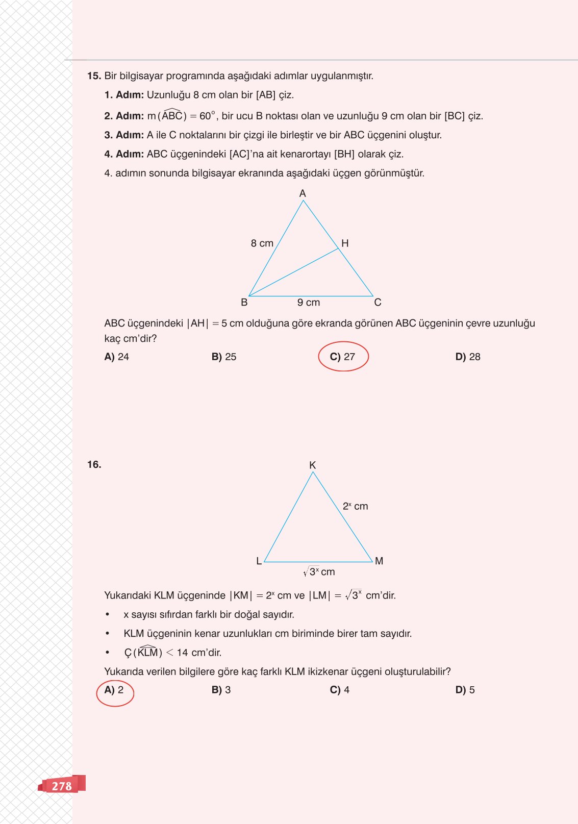 8. Sınıf Sonuç Yayınları Matematik Ders Kitabı Sayfa 278 Cevapları 8. Sınıf Sonuç Yayınları Matematik Ders Kitabı Sayfa 278 Cevapları