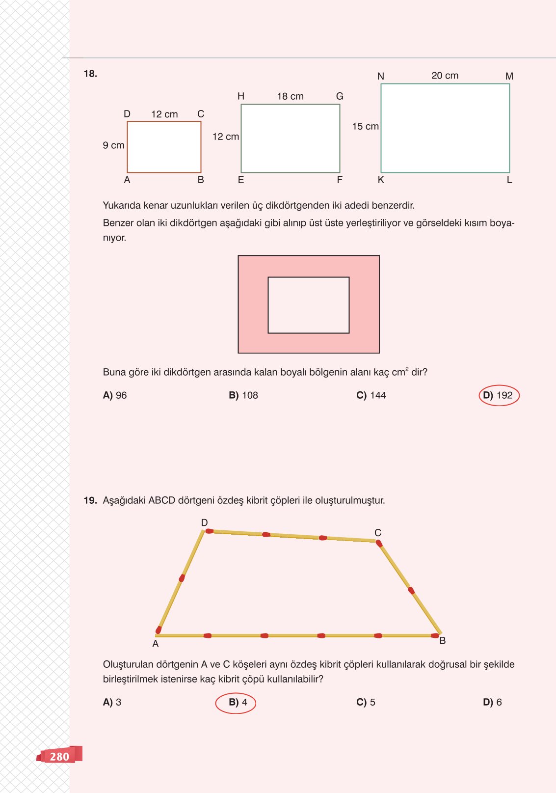 8. Sınıf Sonuç Yayınları Matematik Ders Kitabı Sayfa 280 Cevapları