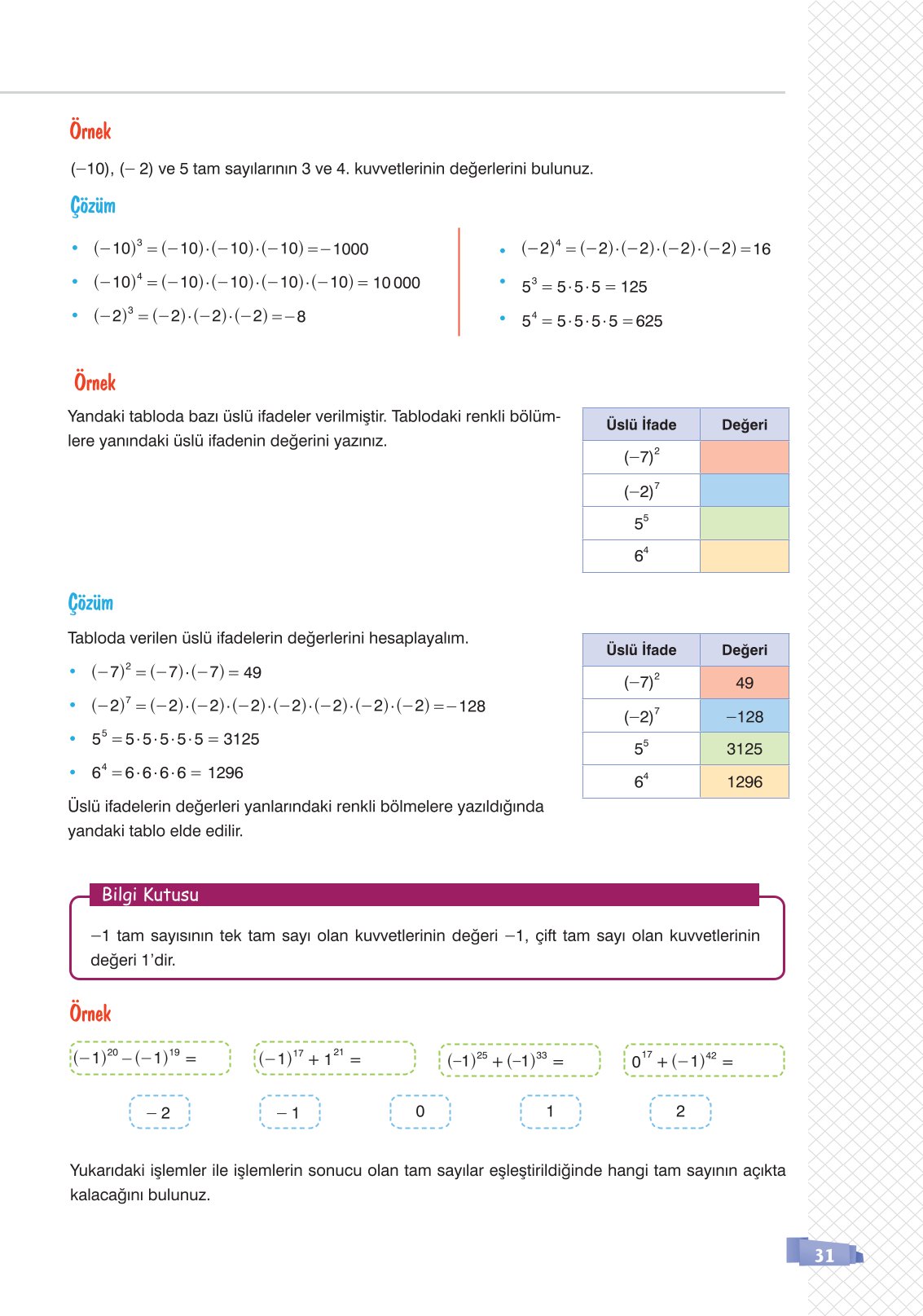 8. Sınıf Sonuç Yayınları Matematik Ders Kitabı Sayfa 31 Cevapları