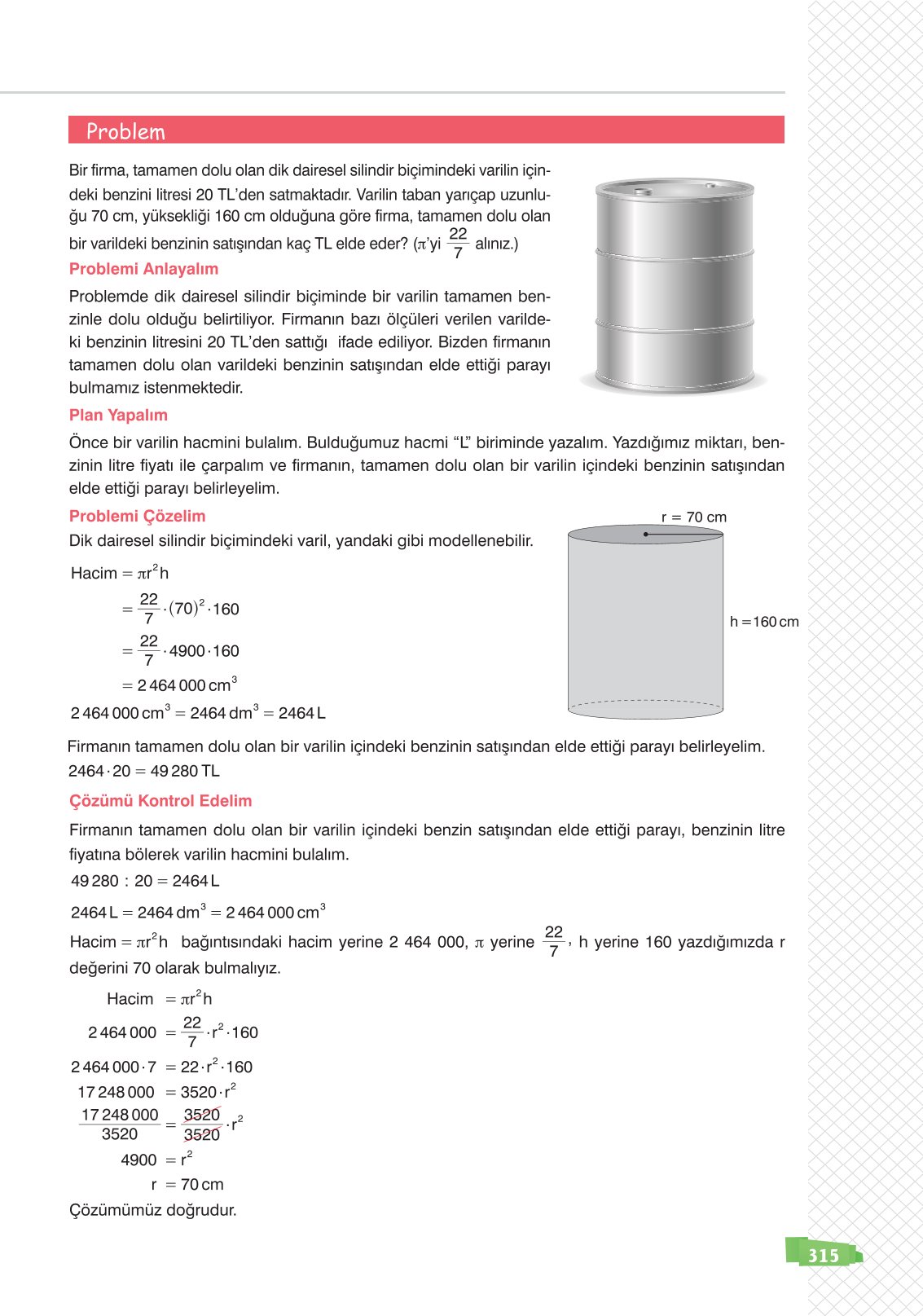 8. Sınıf Sonuç Yayınları Matematik Ders Kitabı Sayfa 315 Cevapları
