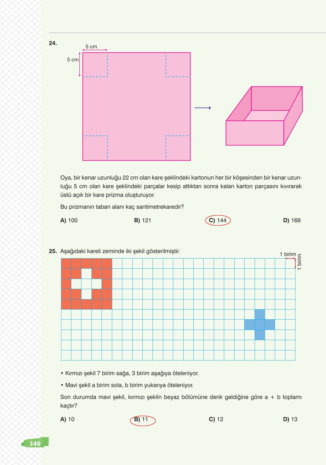8. Sınıf Sonuç Yayınları Matematik Ders Kitabı Sayfa 340 Cevapları