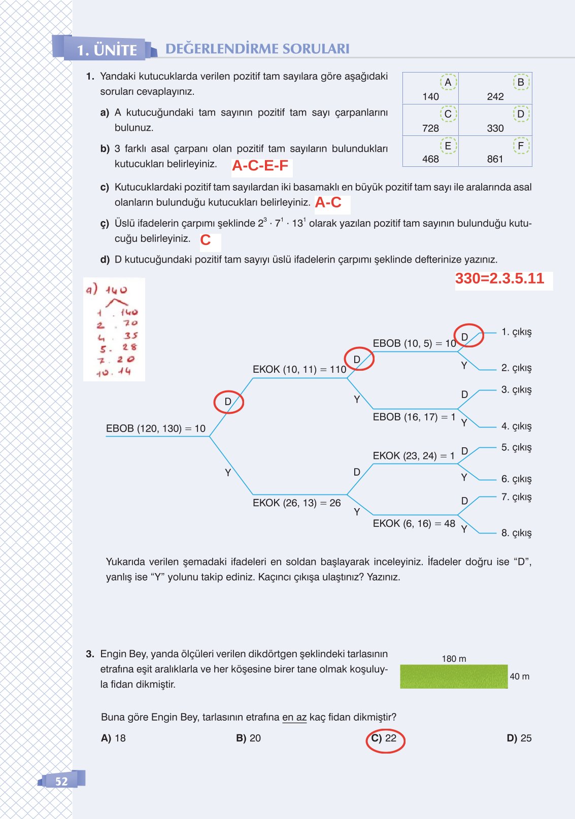8. Sınıf Sonuç Yayınları Matematik Ders Kitabı Sayfa 52 Cevapları