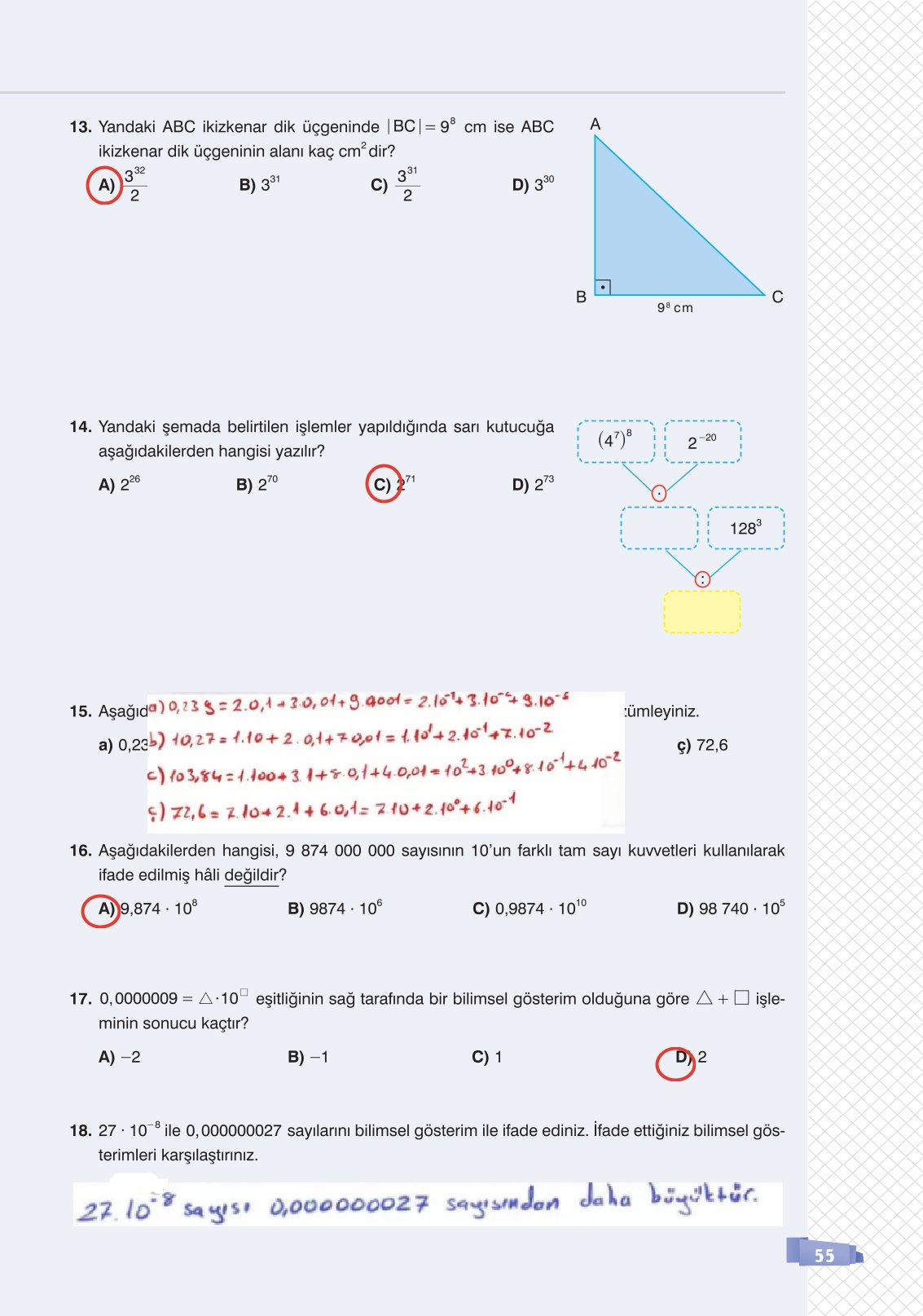 8. Sınıf Sonuç Yayınları Matematik Ders Kitabı Sayfa 55 Cevapları
