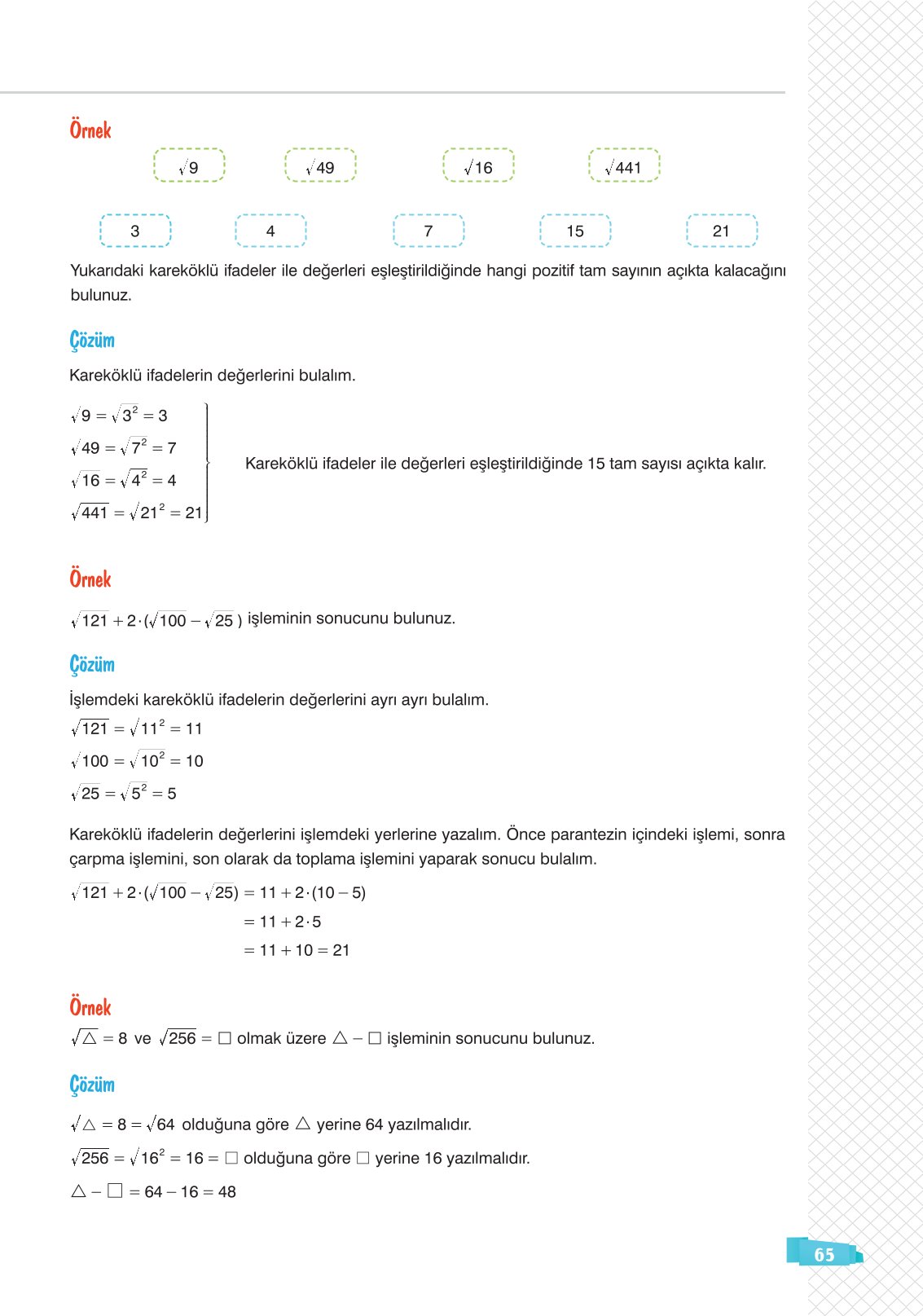 8. Sınıf Sonuç Yayınları Matematik Ders Kitabı Sayfa 65 Cevapları