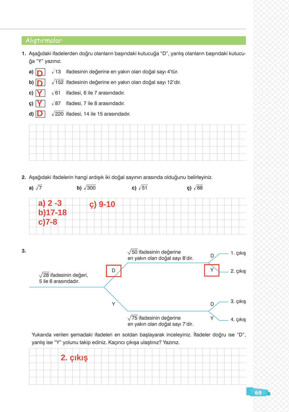 8. Sınıf Sonuç Yayınları Matematik Ders Kitabı Sayfa 69 Cevapları