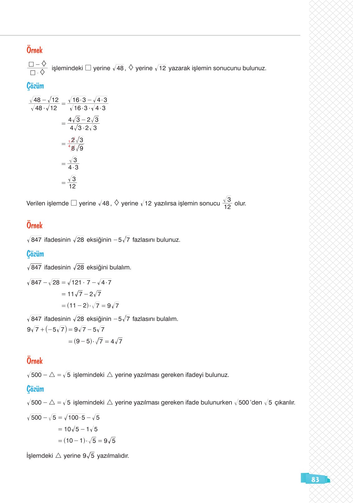 8. Sınıf Sonuç Yayınları Matematik Ders Kitabı Sayfa 83 Cevapları 8. Sınıf Sonuç Yayınları Matematik Ders Kitabı Sayfa 83 Cevapları