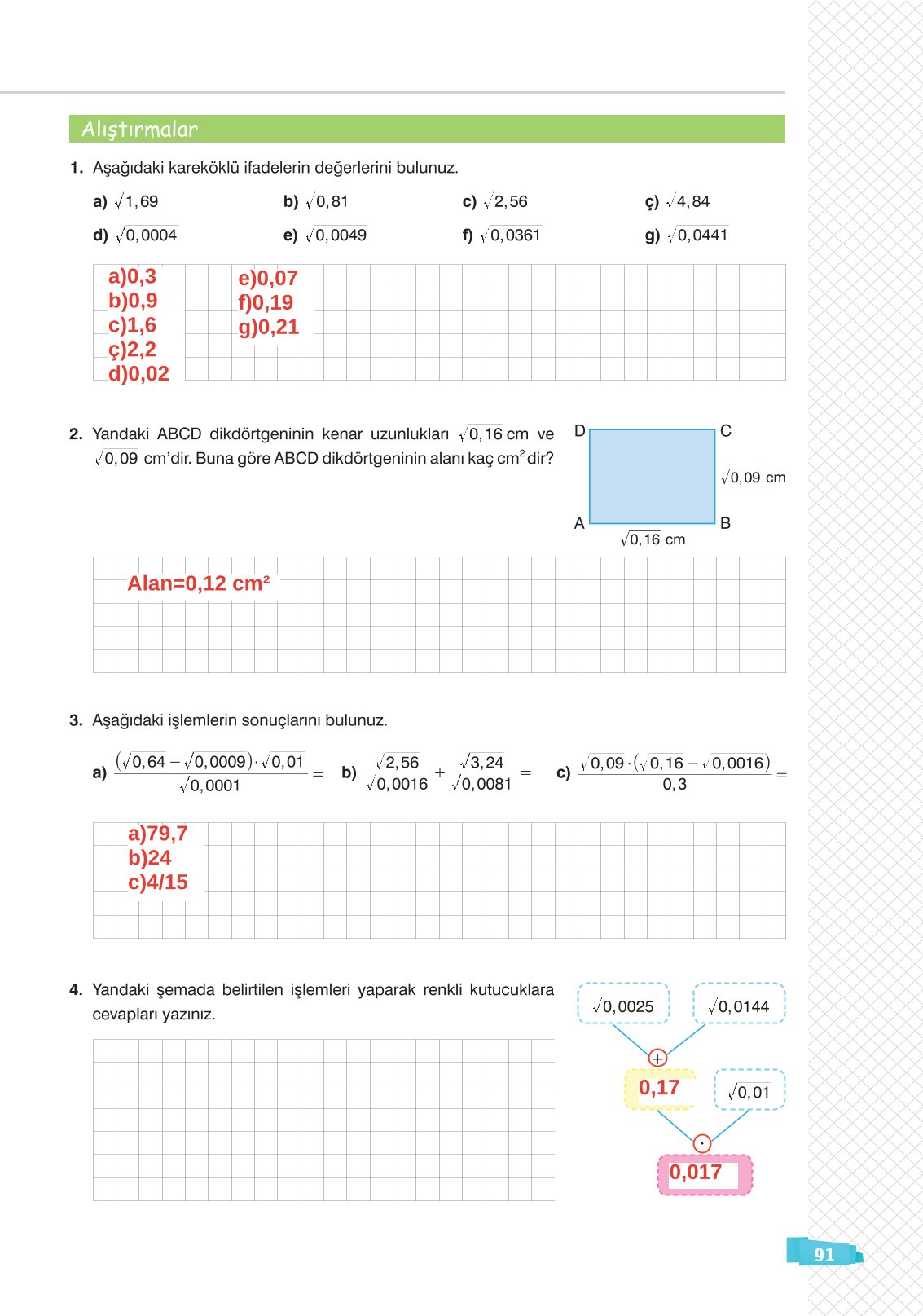 8. Sınıf Sonuç Yayınları Matematik Ders Kitabı Sayfa 91 Cevapları