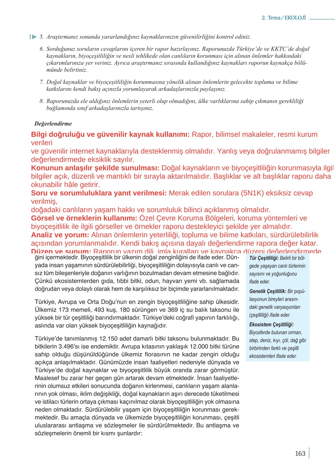 10. Sınıf Meb Yayınları Biyoloji Ders Kitabı Sayfa 163 Cevapları