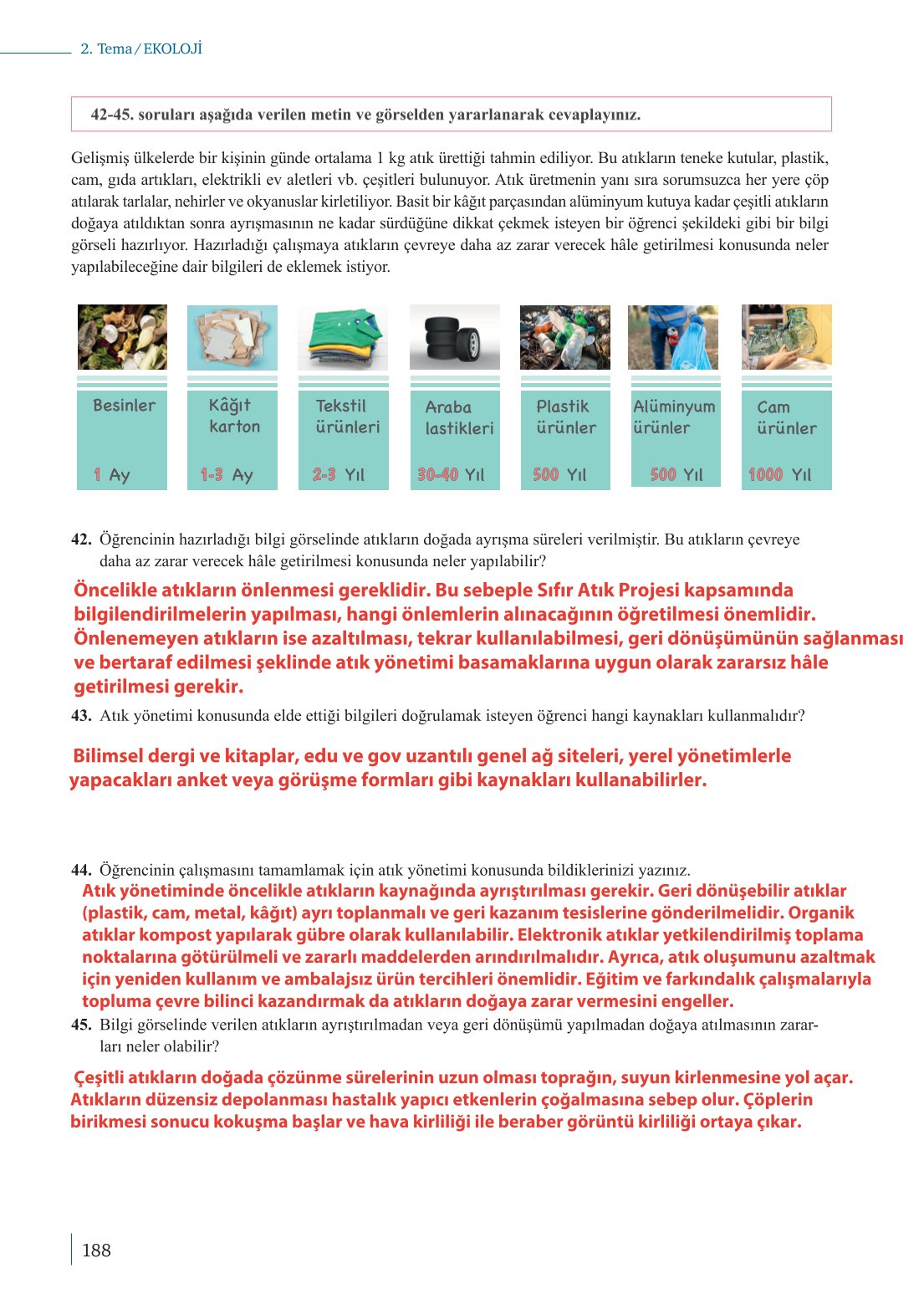 10. Sınıf Meb Yayınları Biyoloji Ders Kitabı Sayfa 188 Cevapları