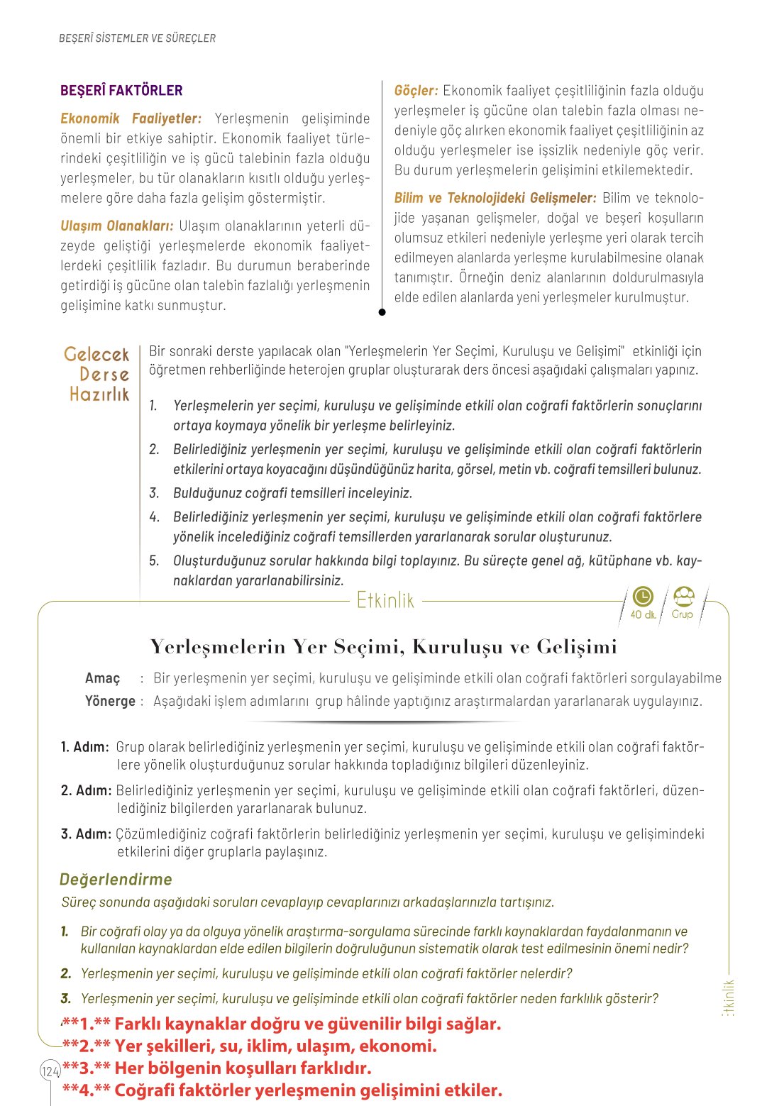 10. Sınıf Meb Yayınları Coğrafya Ders Kitabı Sayfa 124 Cevapları 10. Sınıf Meb Yayınları Coğrafya Ders Kitabı Sayfa 124 Cevapları