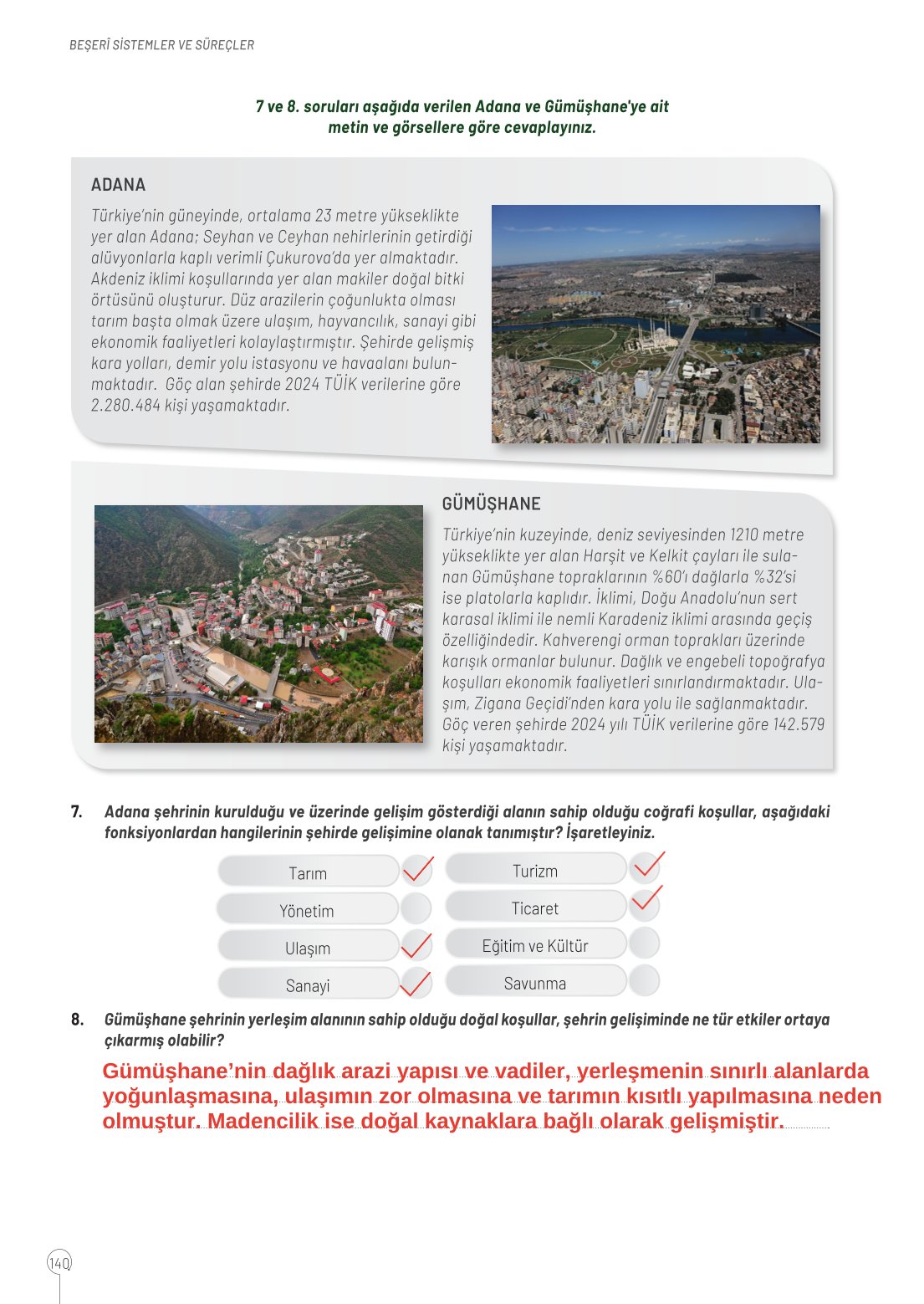 10. Sınıf Meb Yayınları Coğrafya Ders Kitabı Sayfa 140 Cevapları
