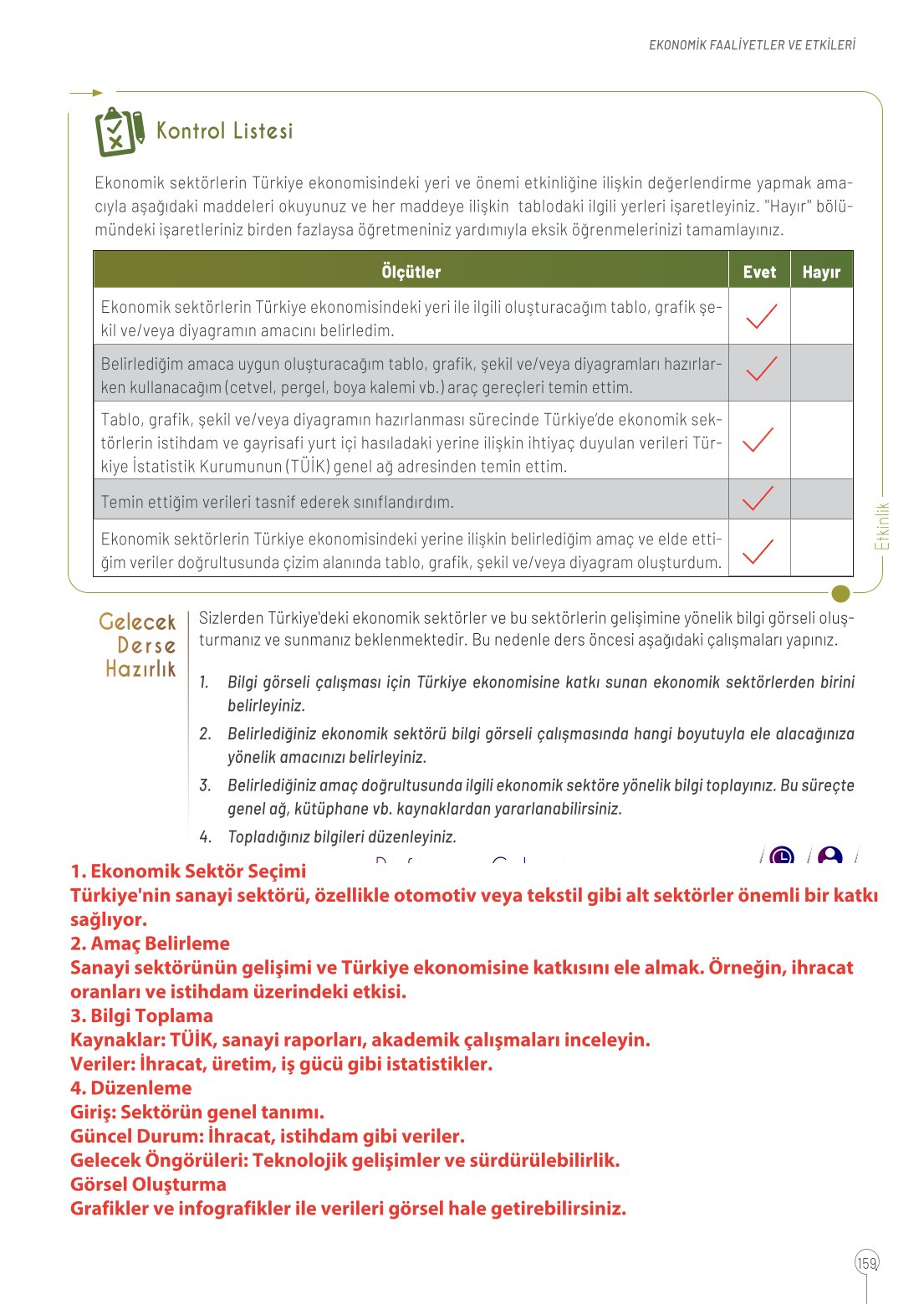 10. Sınıf Meb Yayınları Coğrafya Ders Kitabı Sayfa 159 Cevapları