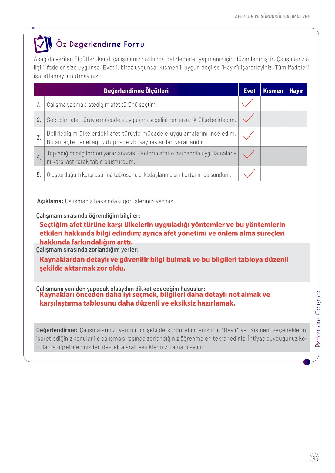 10. Sınıf Meb Yayınları Coğrafya Ders Kitabı Sayfa 195 Cevapları