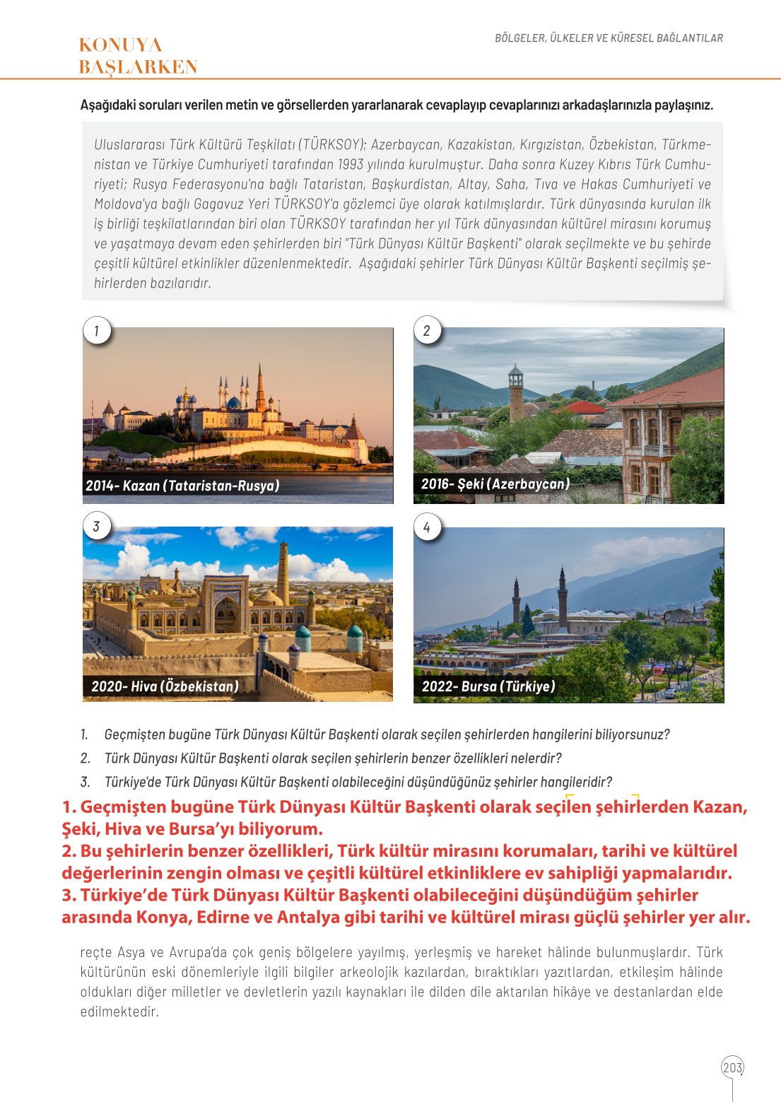 10. Sınıf Meb Yayınları Coğrafya Ders Kitabı Sayfa 203 Cevapları