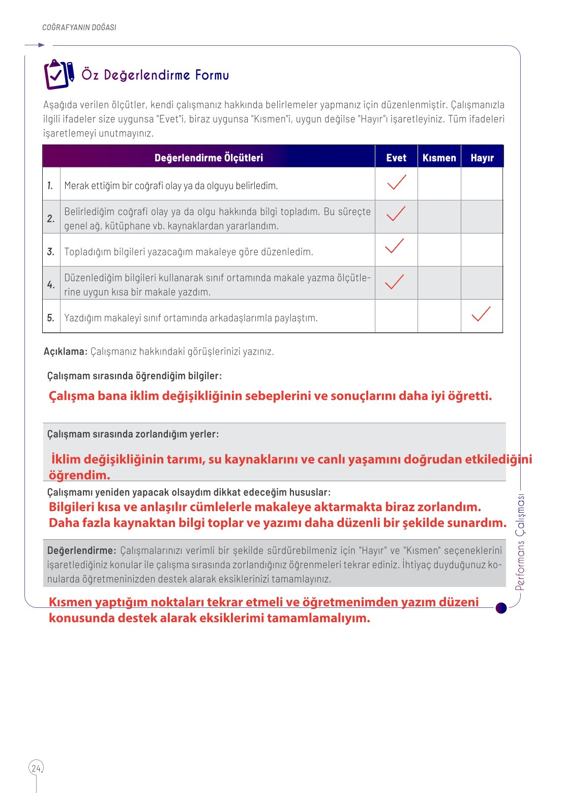 10. Sınıf Meb Yayınları Coğrafya Ders Kitabı Sayfa 24 Cevapları