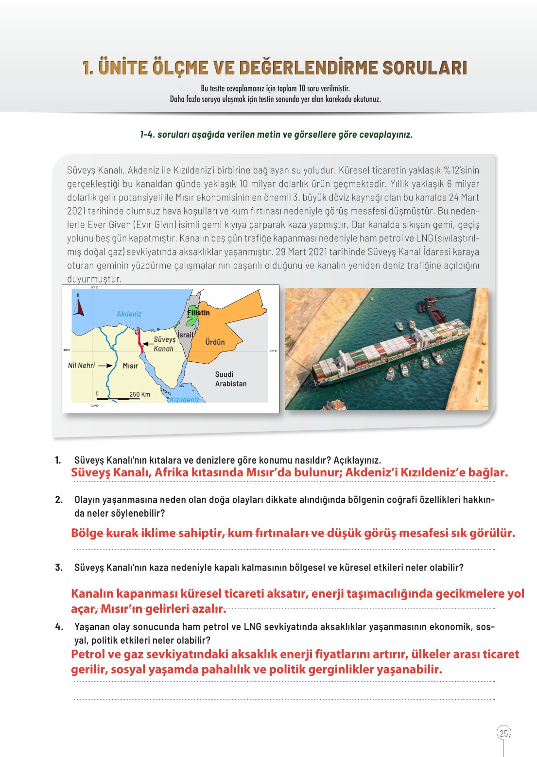 10. Sınıf Meb Yayınları Coğrafya Ders Kitabı Sayfa 25 Cevapları