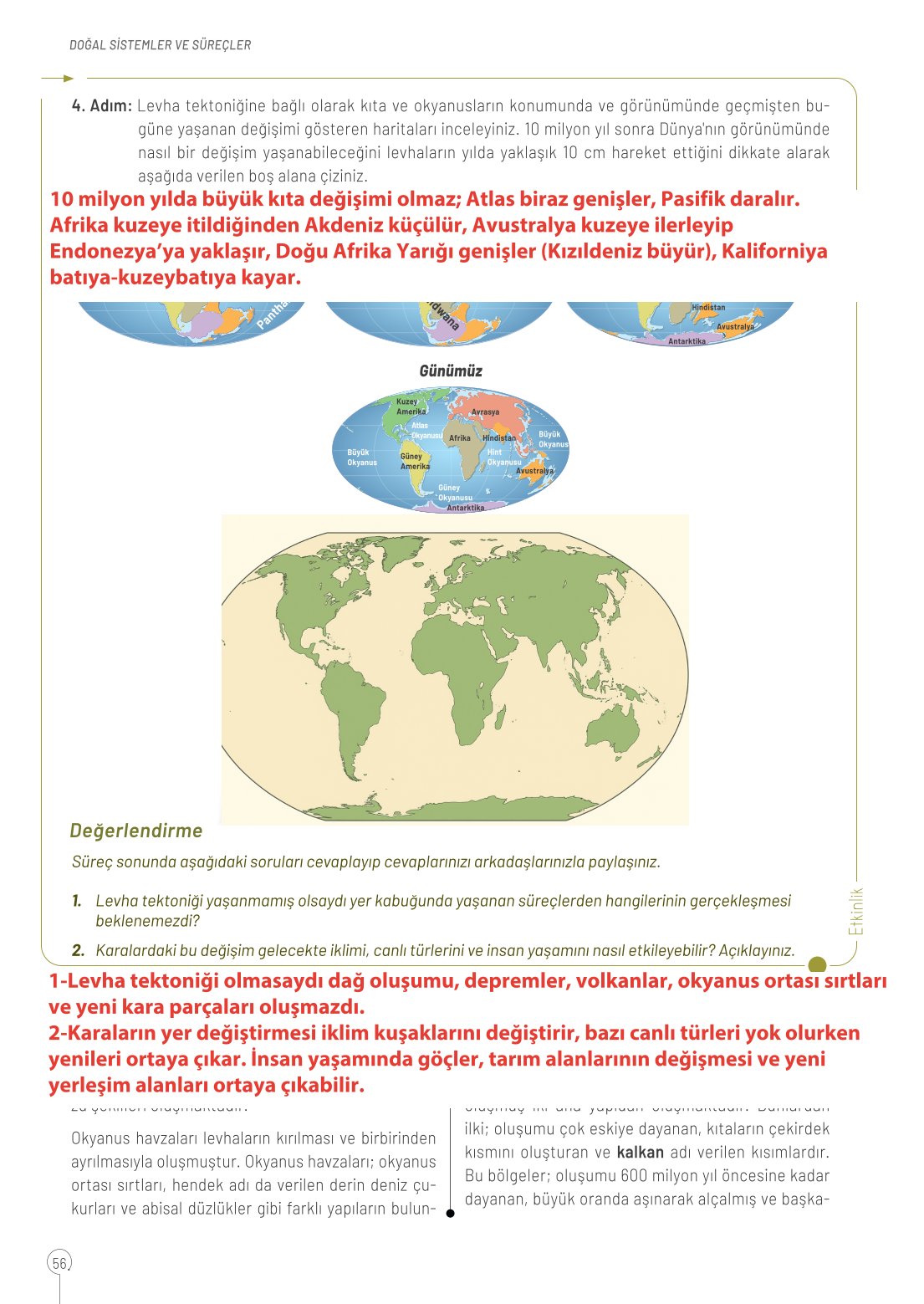 10. Sınıf Meb Yayınları Coğrafya Ders Kitabı Sayfa 56 Cevapları